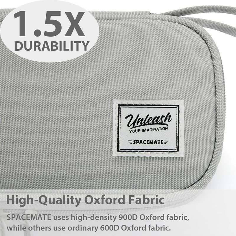 SPACEMATE Pencil Case Pouch Box Bag School Supplies Girls Boys Kids, Cute Preppy Stuff Large Big Capacity Aesthetic Pen Organizer, Back to College Stationary, Light Gray, Standard Stlye, 1800ml - Image 3